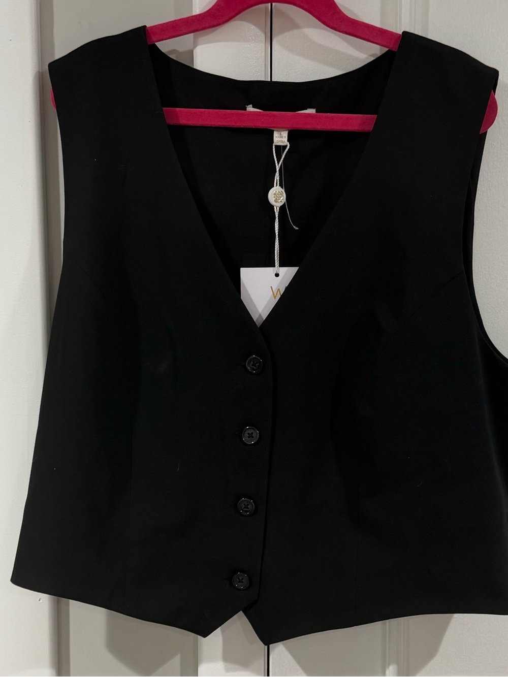 Wayf Black Sleeveless Button Front Vest Top